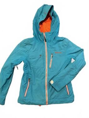 Marmot MemBrain Ski Jacket Women’s Medium Blue Orange Hooded Snow Coat